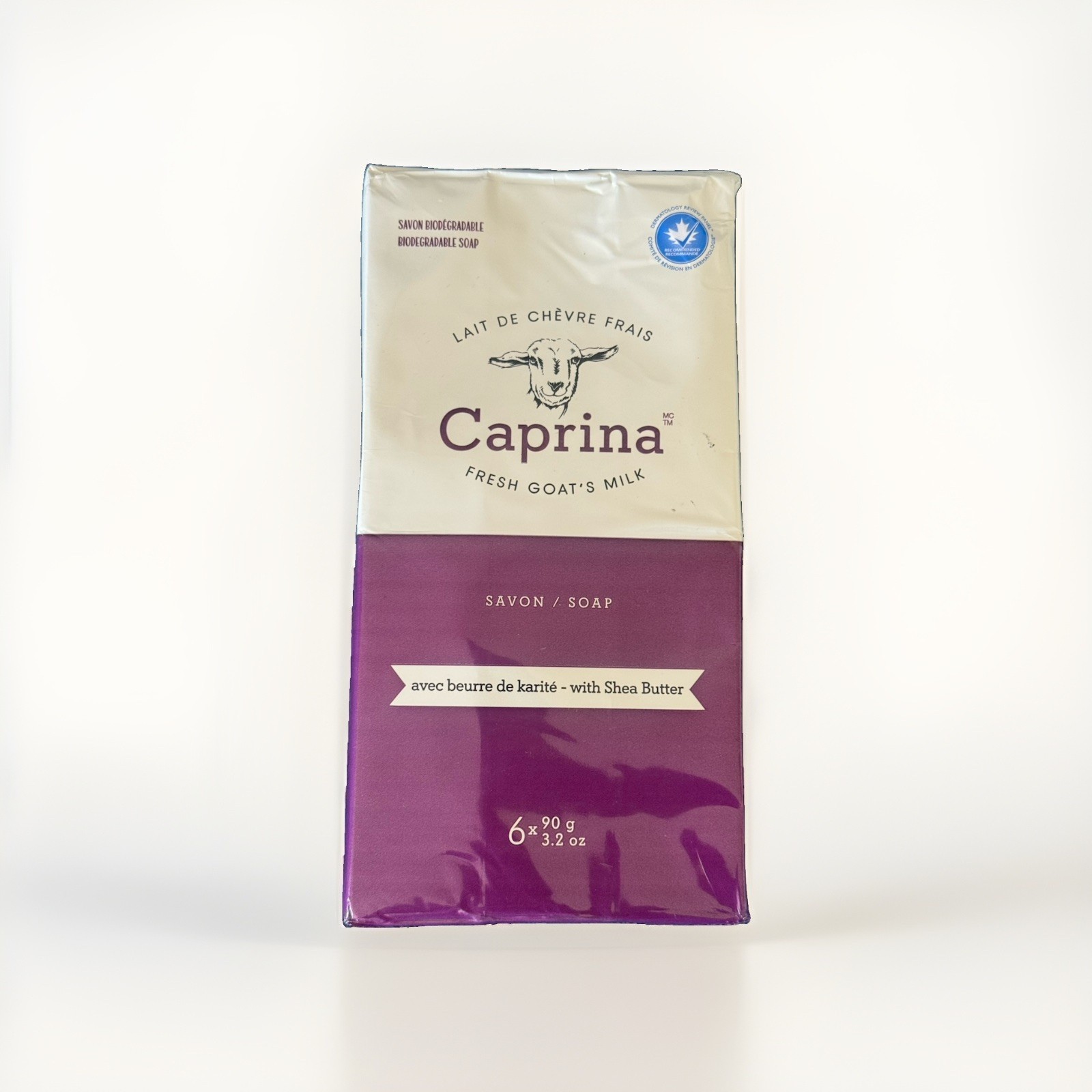 6-pack- Caprina by Canus Fresh Goat’s Milk Soap, SHEA BUTTER, 6 bars 3.2 Oz Ea.
