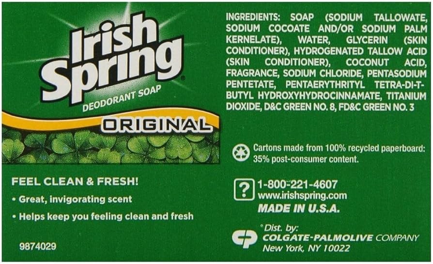 IRISH SPRING BAR SOAP ORIGINAL CLEAN 4 OZ 20 PK FREE SHIPPING!!