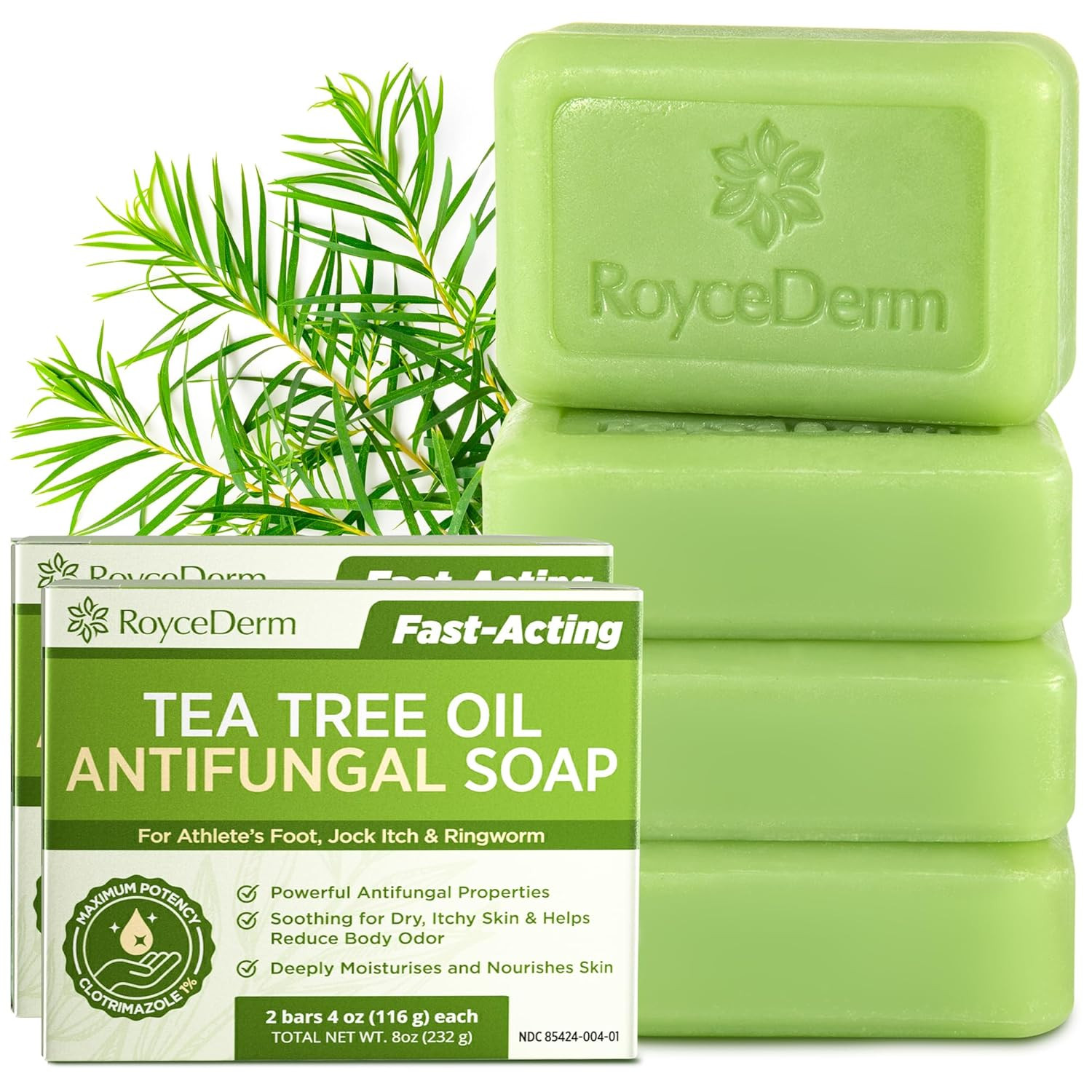 Roycederm Antifungal Bar Soap – Tea tree Oil Soap – Athlete’s Foot Treatment for