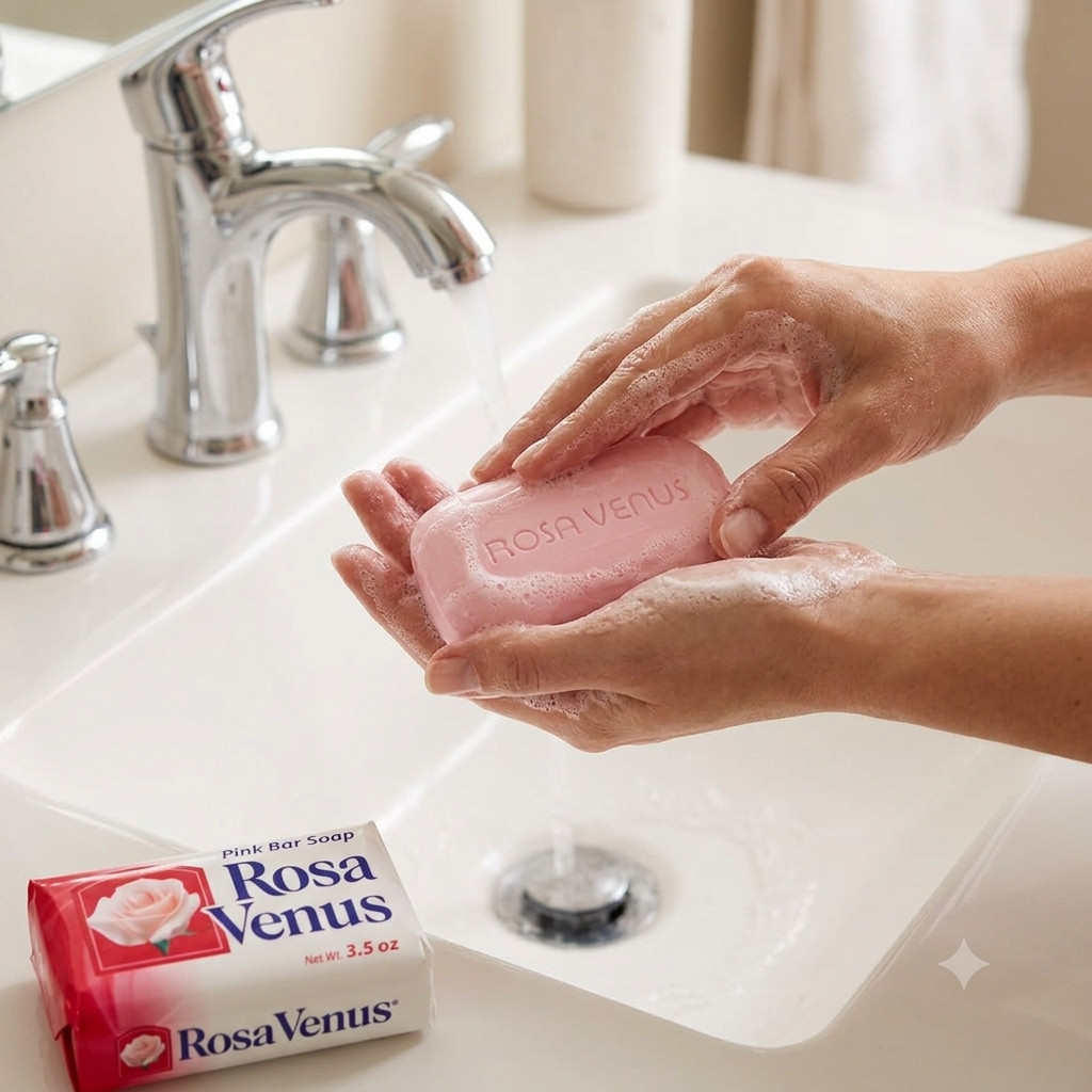 Rosa Venus Pink Bar Soap 3.5 oz Floral Scent Bath Soap Moisturizing 4 Pack