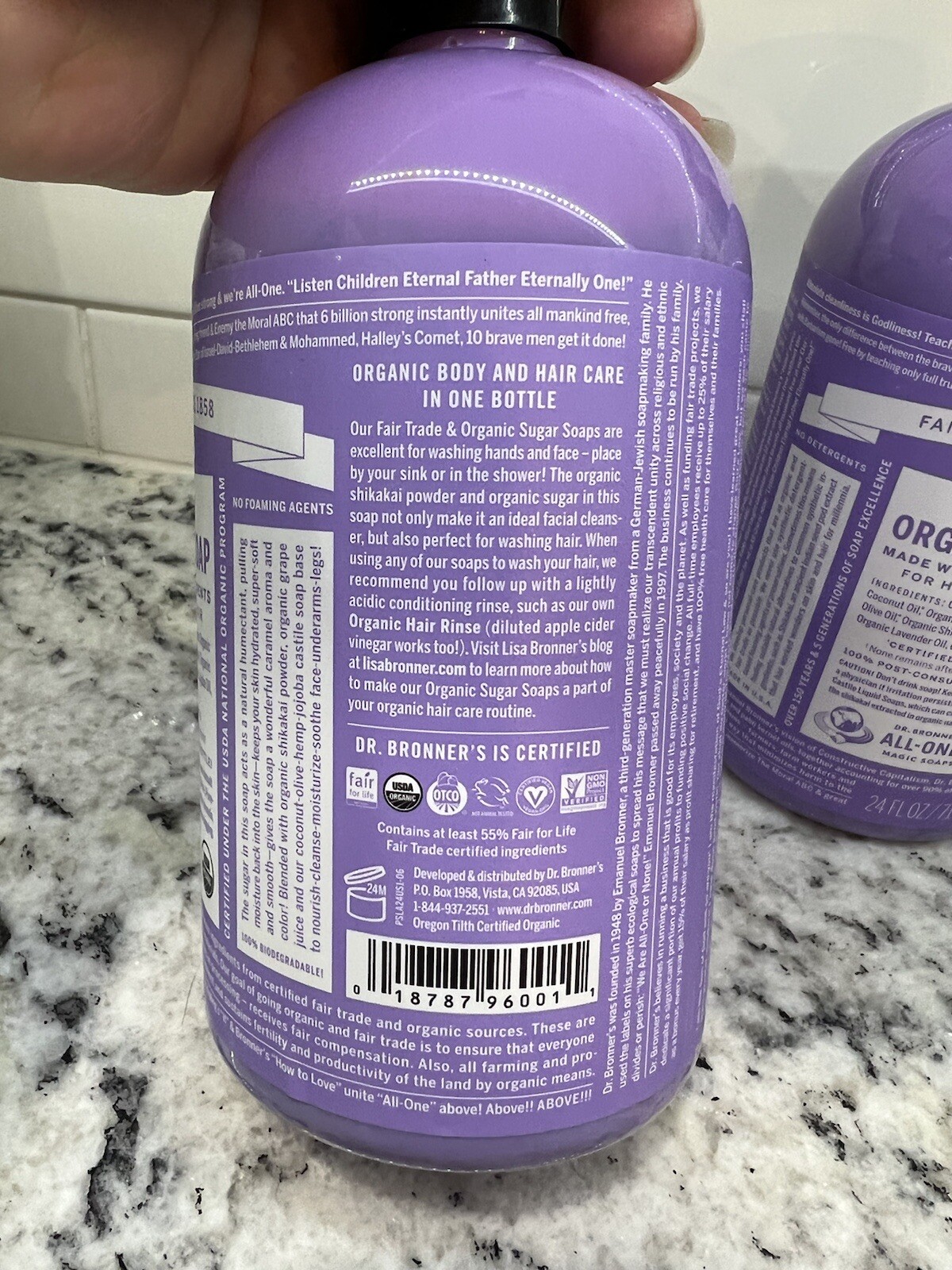 2 Dr. Bronner’s – Organic Sugar Soap (Lavender, 24 Ounce) Moisturizes Nourishes