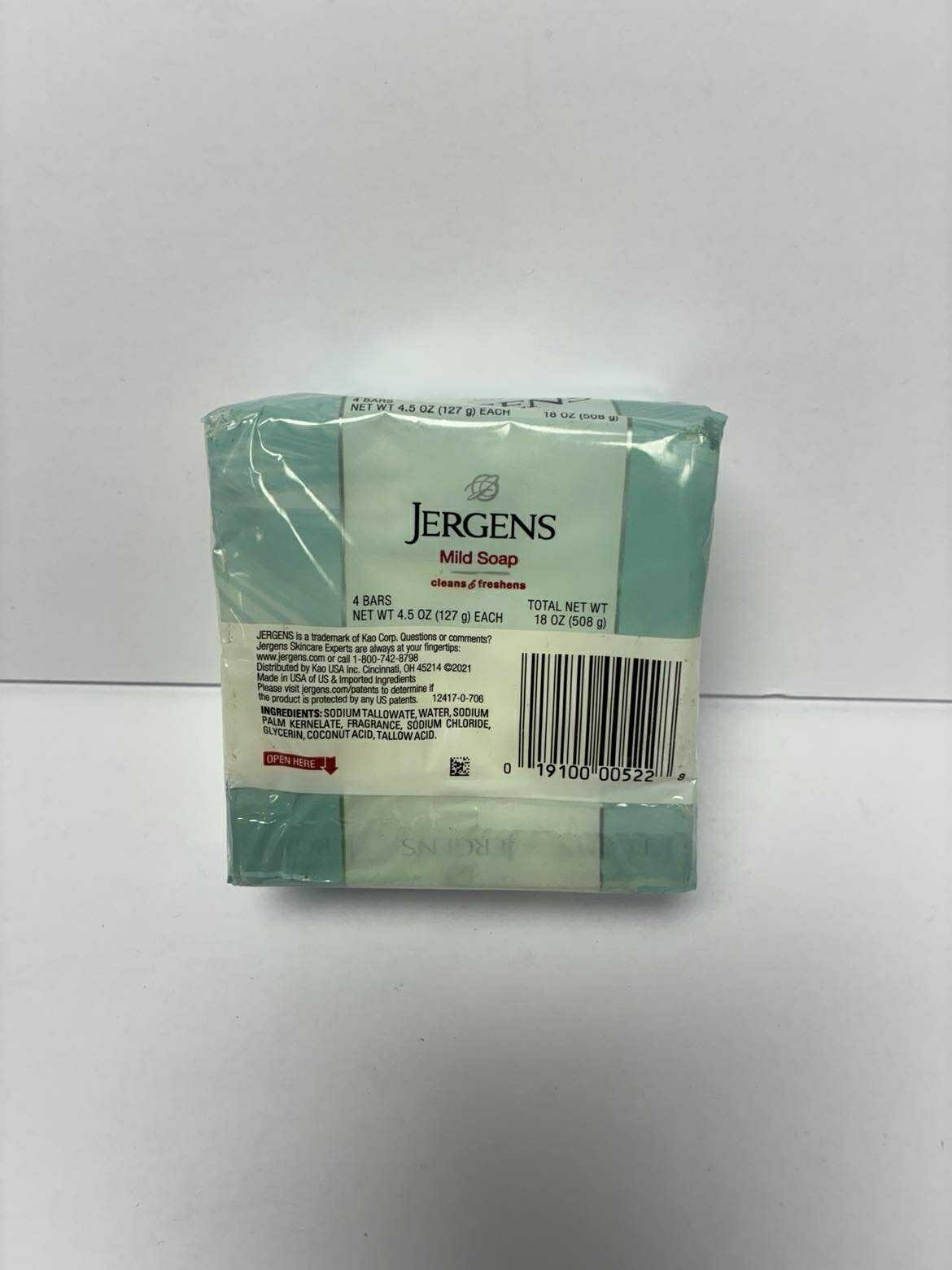 Jergens Mild Soap Cleans & Freshens (1) Package with (4) 4.5 Oz Bars