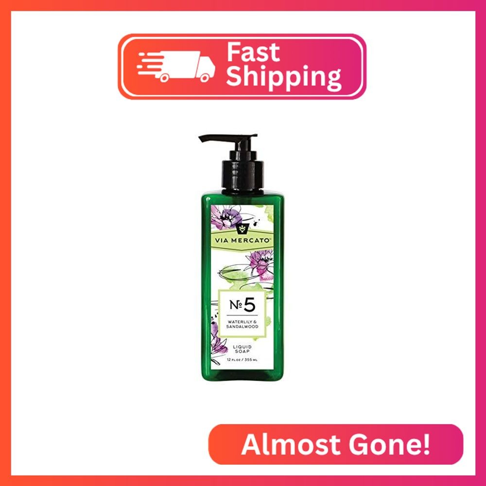 Via Mercato Liquid Soap, Shea Butter Enriched (12 oz), No. 5 – Waterlily & Sanda