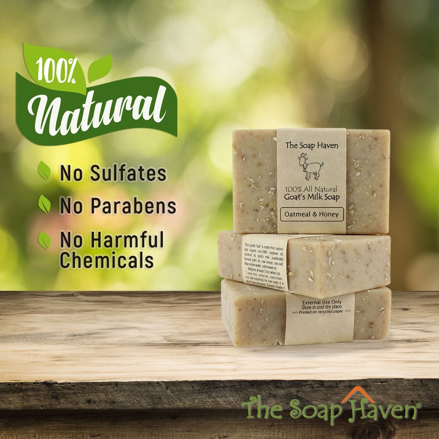 Oatmeal Soap – Pack of 4 Oatmeal & Honey, Goat Milk Soap Bars. All Natural, Unsc