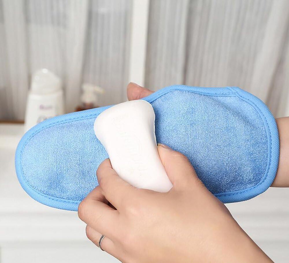 3PCS Adult Bathing Gloves Mitts Shower Bathroom Skin Face Body Color Random