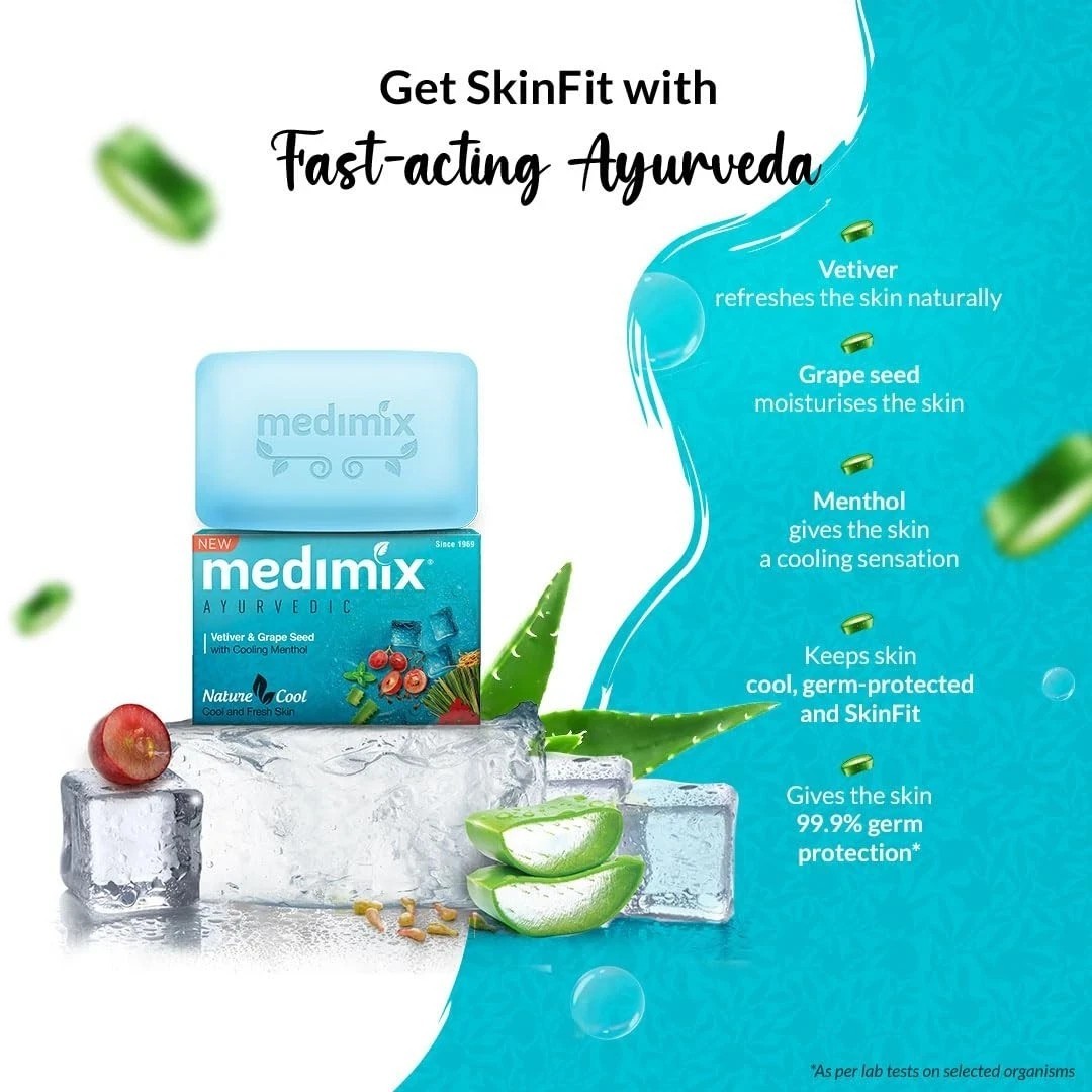 Medimix Ayurvedic Cool Bathing Soap Pack of 5x125g Each Packs For Unisex j186