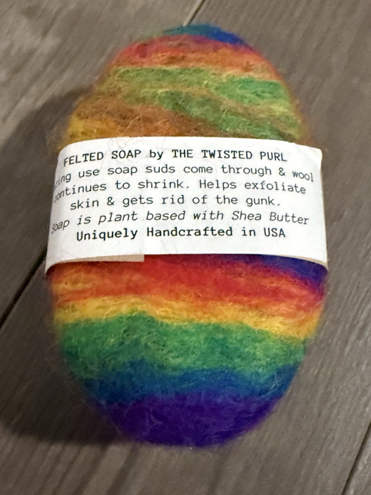 Felted Exfoliating Soap Rainbow Plant Based With Shea Butter