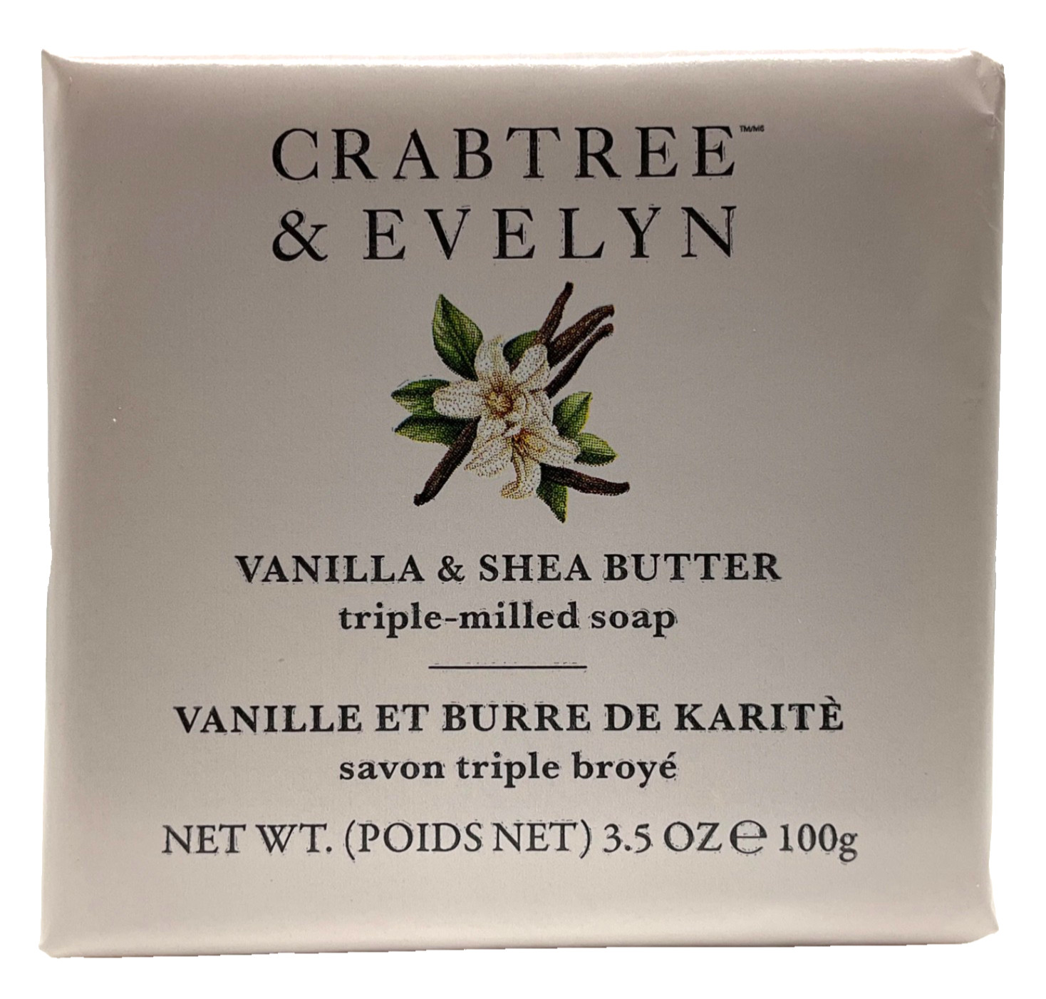 Crabtree & Evelyn Vanilla & Shea Butter Bar Soap Triple Milled 4×3.5oz