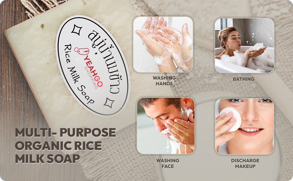 Thailand Rice Milk Soap Bar Original Handmade Gluta Collagen For Face and Body