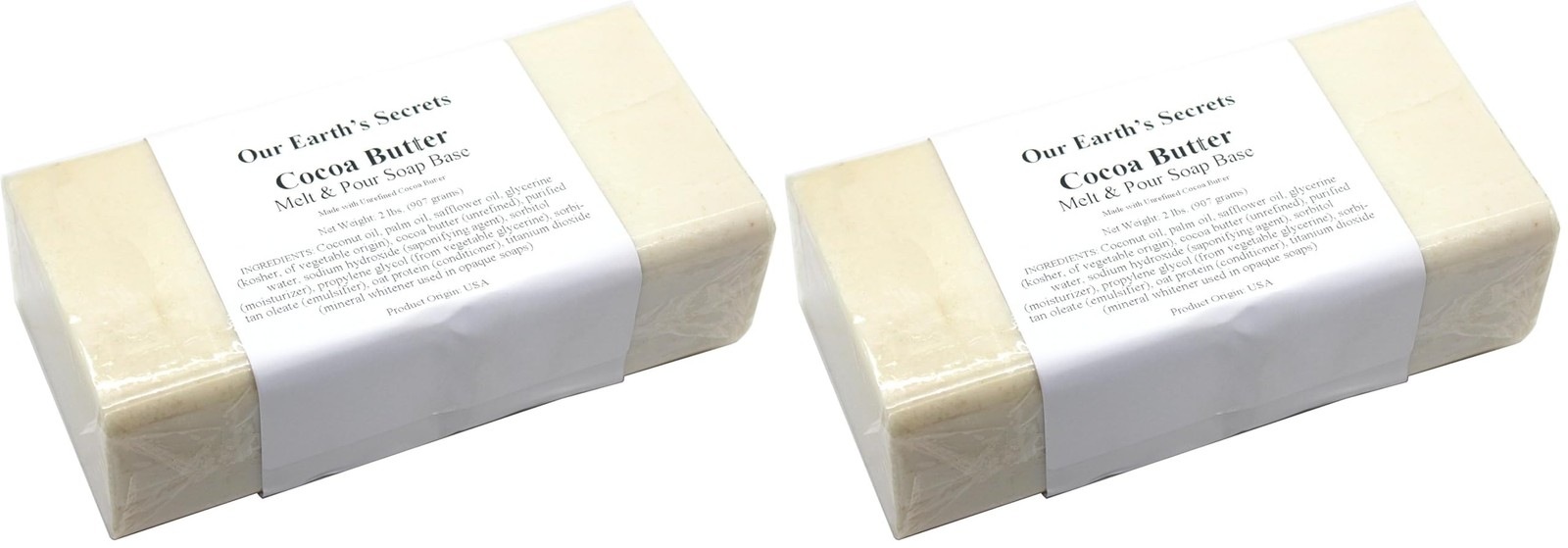 Our Earth’s Secrets Cocoa Butter – 2 Pound Melt and Pour Soap Base (Pack of 2)