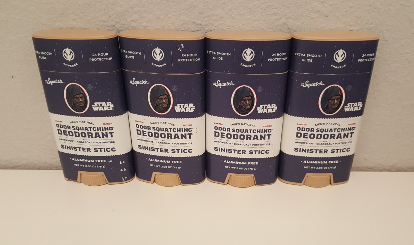 4 Pack – DR. Squatch Men’s Start Wars Edition Deodorant 2.65 fl oz – Soap 5oz