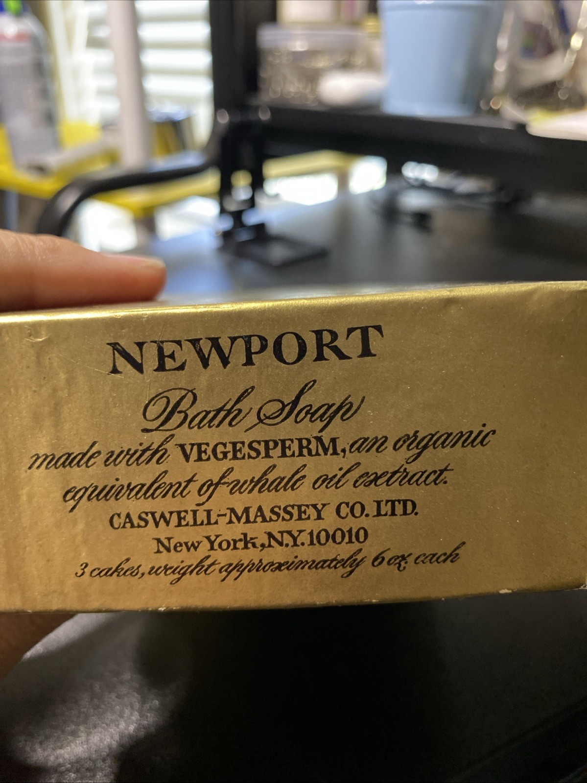 VTG Caswell-Massey Bath Soap Set Of 3 Bars 6oz Luxury Gift Set Gold Box Newport