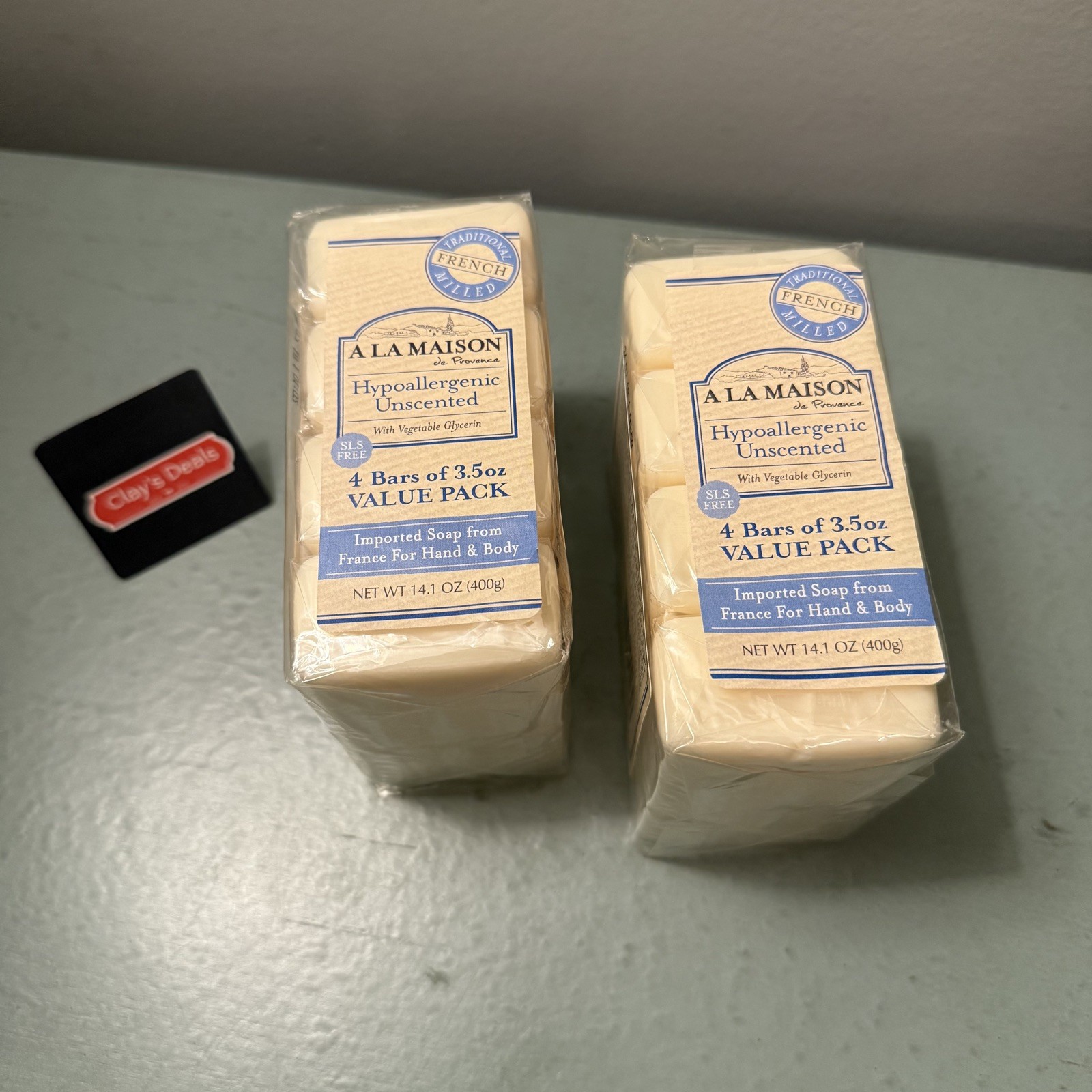 2 A La Maison – Hypoallergenic Unscented Bar Soap Value 4ct Packs, 8 BARS TOTAL