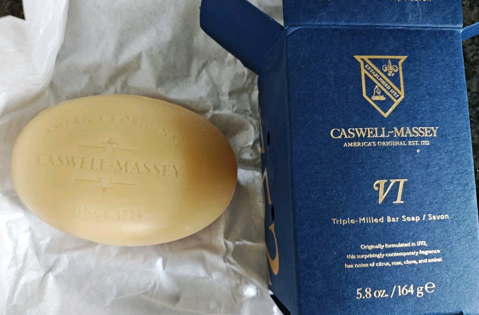 Caswell Massey VI 6 Triple Milled Single Bar Soap 5.8 Oz