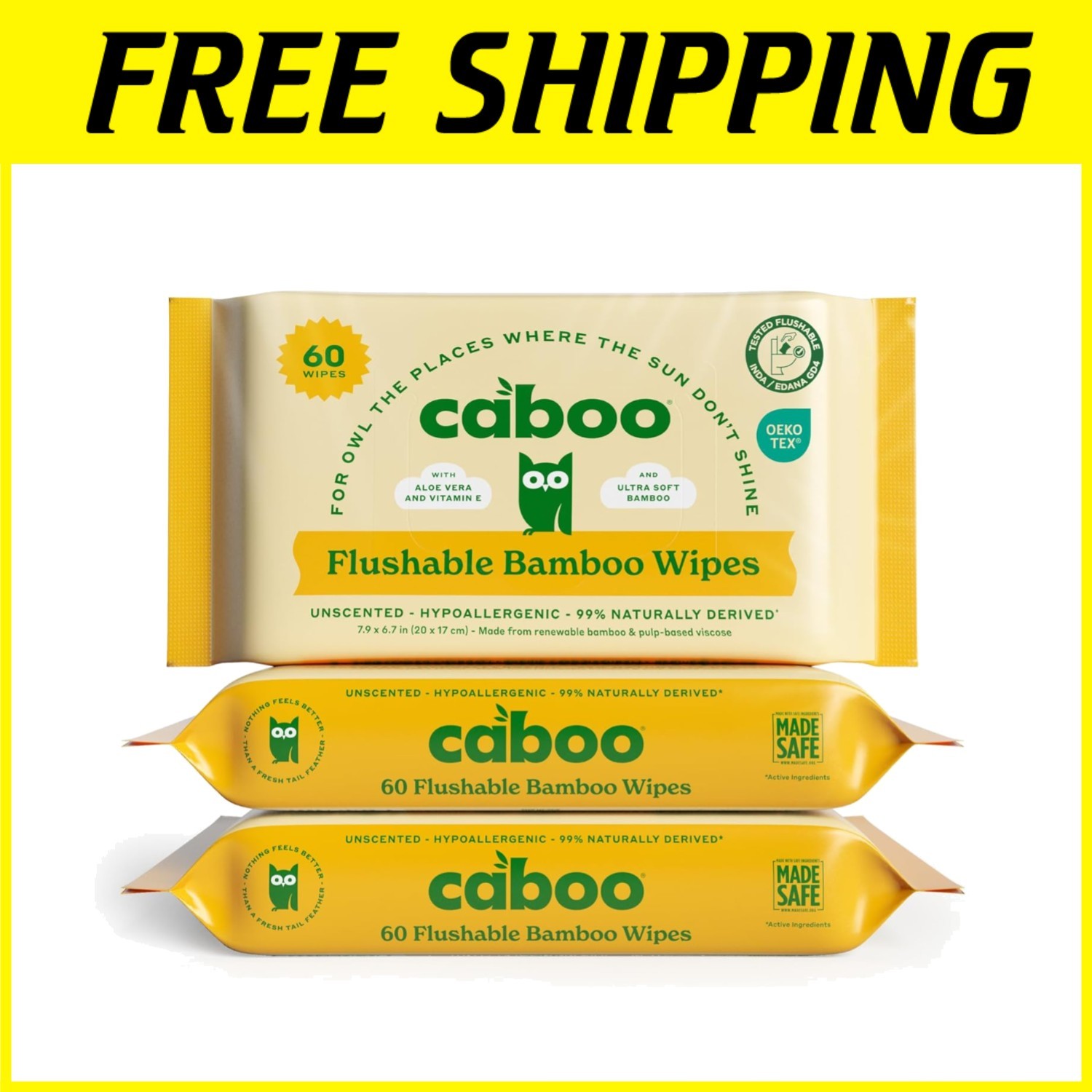 Chemical-Free Flushable Wipes – Pack of 3