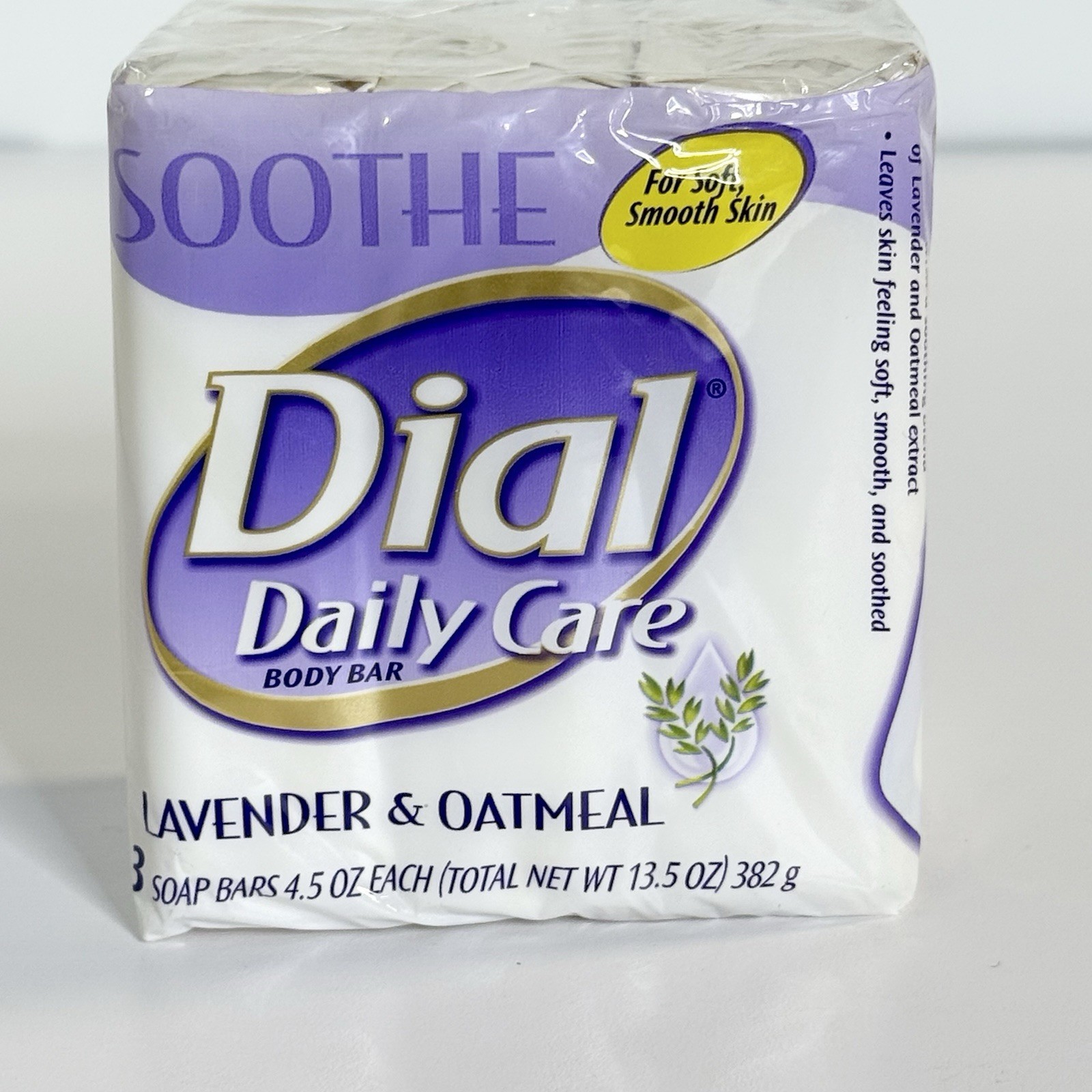 Dial SOOTHE Daily Care Body Bar Lavender & Oatmeal 3 Soap Bars Discontinued 2005