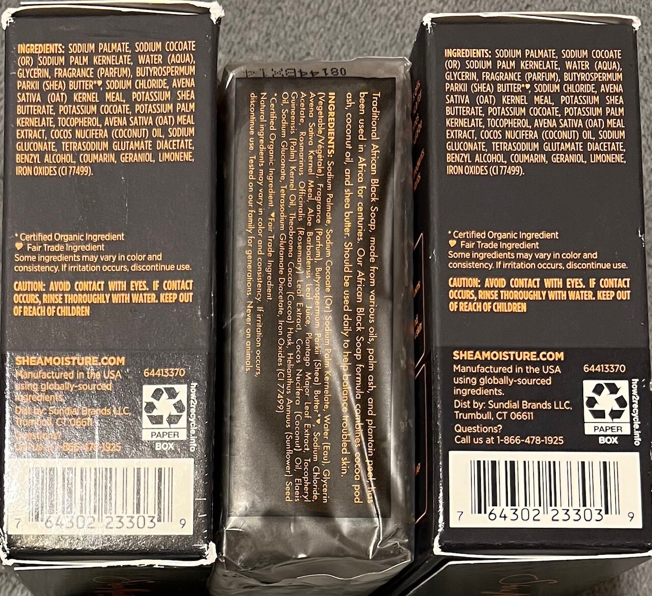 3 Pack Shea Moisture African Black Bar Soap w/ Shea Butter – 8 OZ Per Bar – New