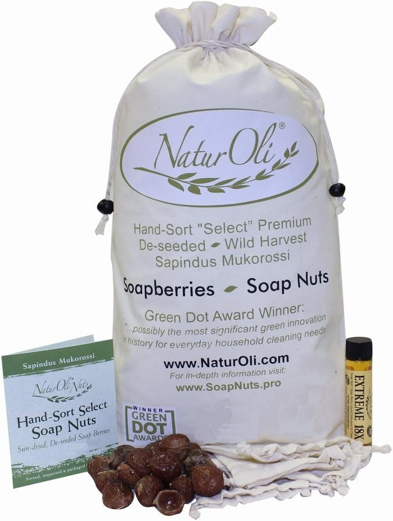 Soap Nuts/Soap Berries – 4-Lbs Organic (960 Loads) + 18X Travel Bottle! Select S