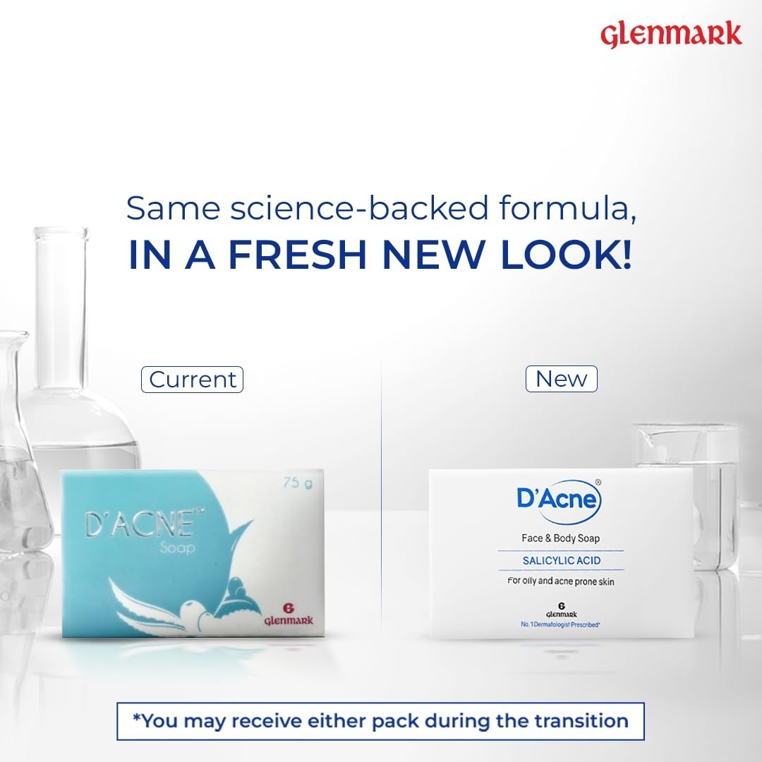 D’Acne Soap 75g Acne Face & Body Soap Controls Oily Skin Reduces Sebum Pack of 2