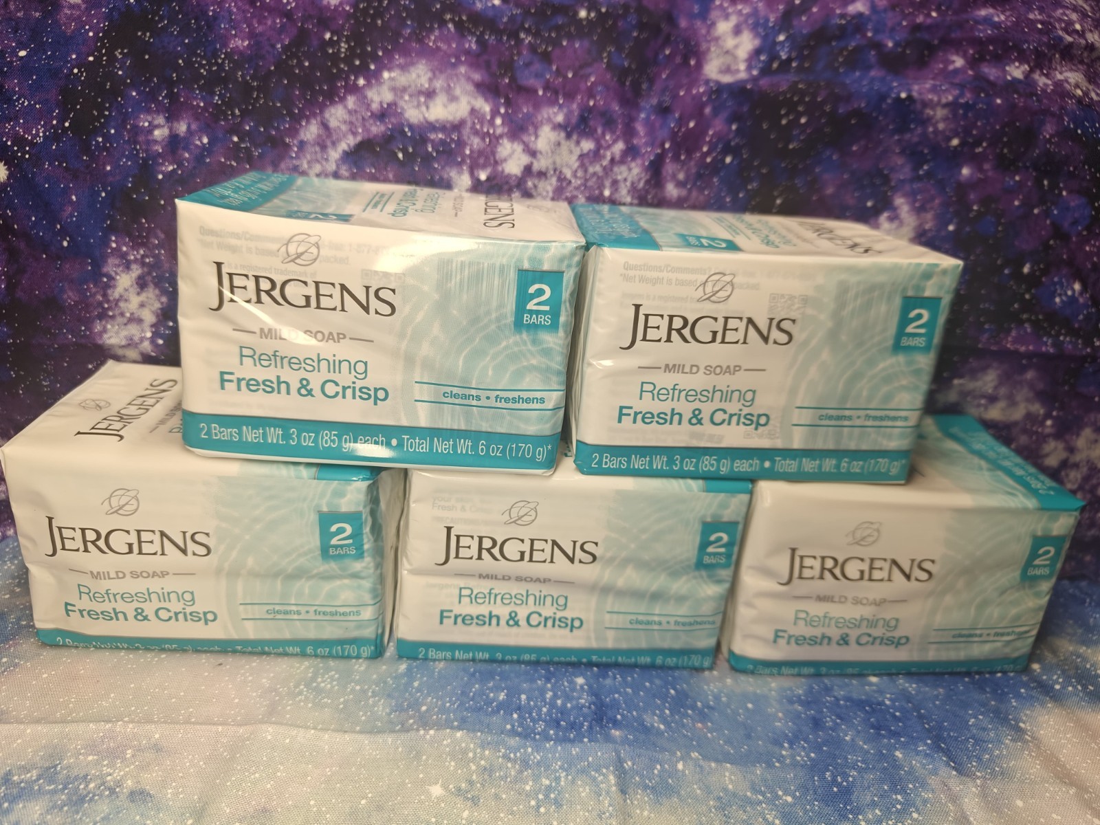 Lot of 5 (2) Packs of Jergens Mild Soap, Refreshing FRESH & CRISP. Total 10 Bars