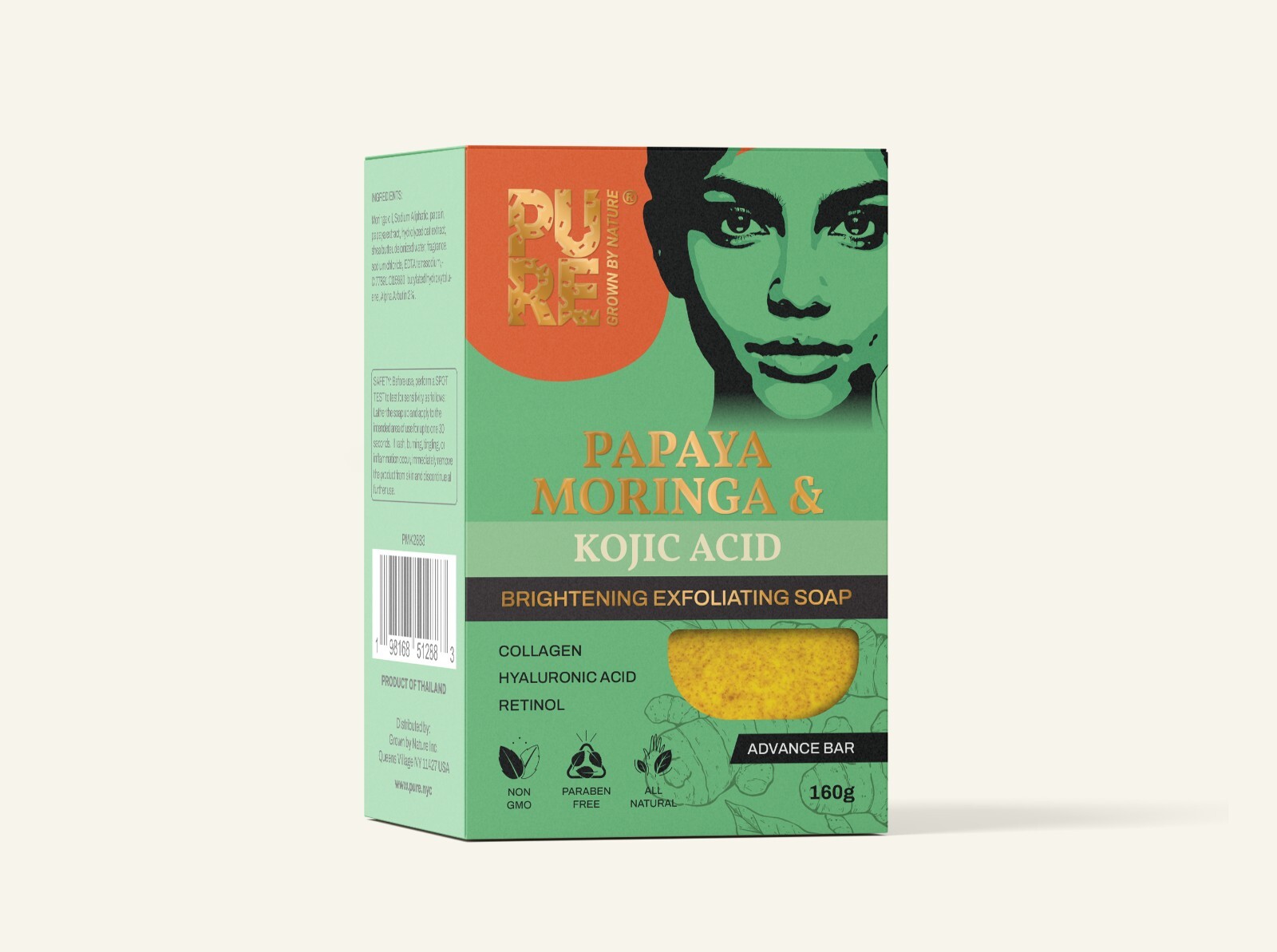 Pure Grown by Nature Papaya Moringa & Kojic Skin Exfoliating Soap 160gms