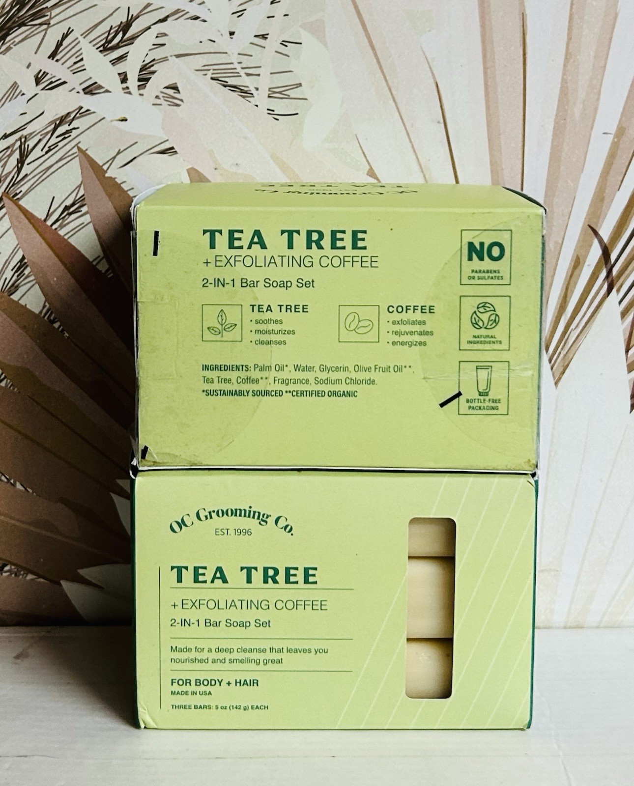 2-Pack OC Grooming Co. ~ Tea Tree Exfoliating Bar Soap 2-in-1 For Hair & Body