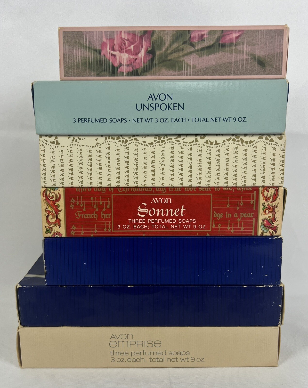 VTG Avon Soap Lot Touch Of Roses, Unspoken, Sonnet, Moonwind, Emprise – 20 Bars