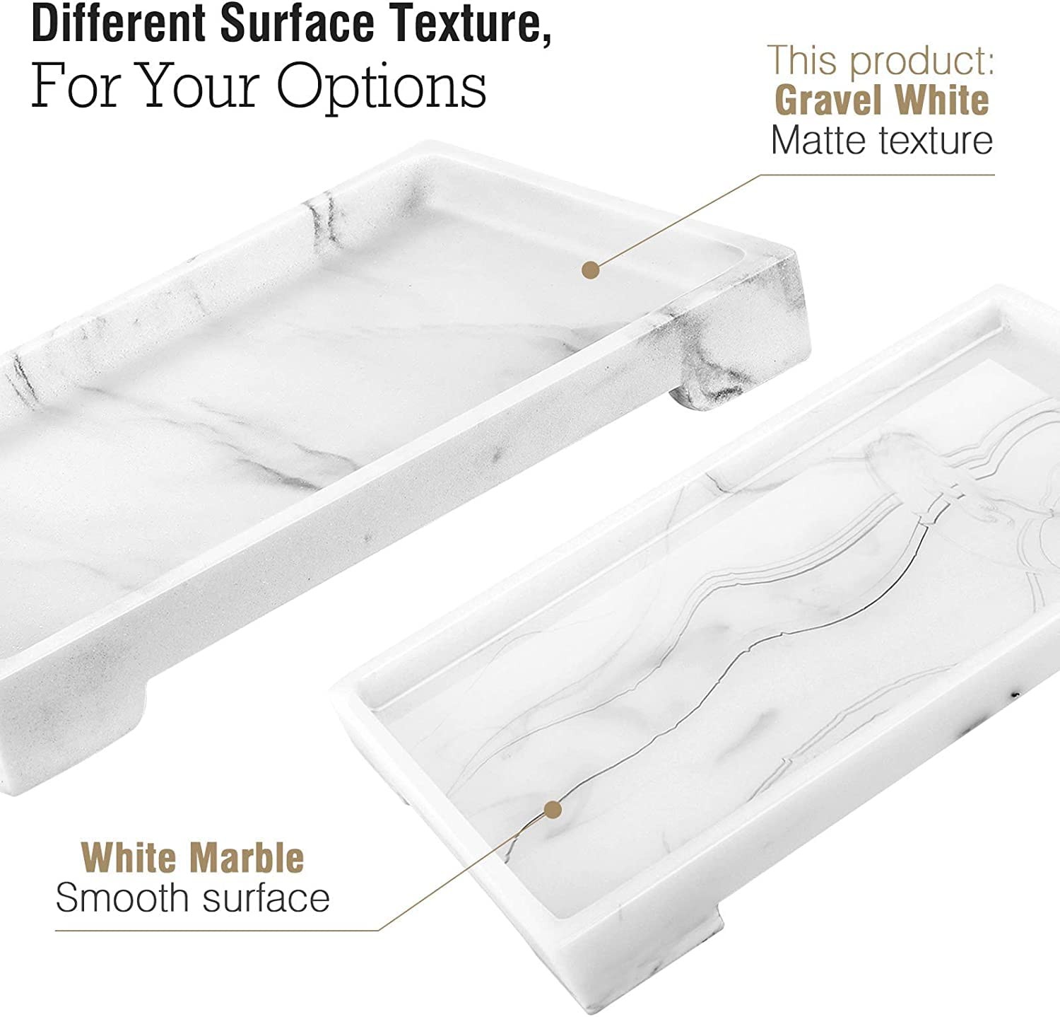 Luxspire Bathroom Vanity Tray, 10 x 6 inch Marble Bathroom Perfume Tray Dresser
