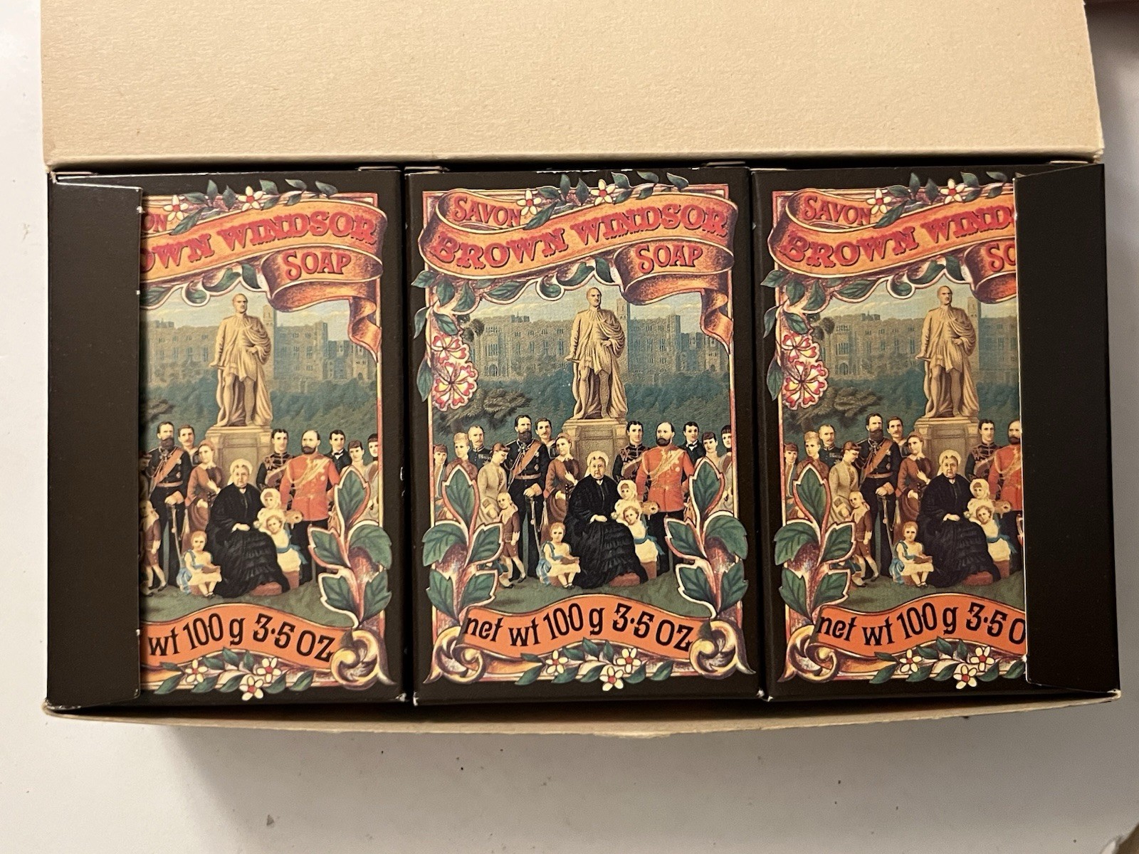 Crabtree and Evelyn Brown Windsor Soap Set of 3 in Original Box New and Unused
