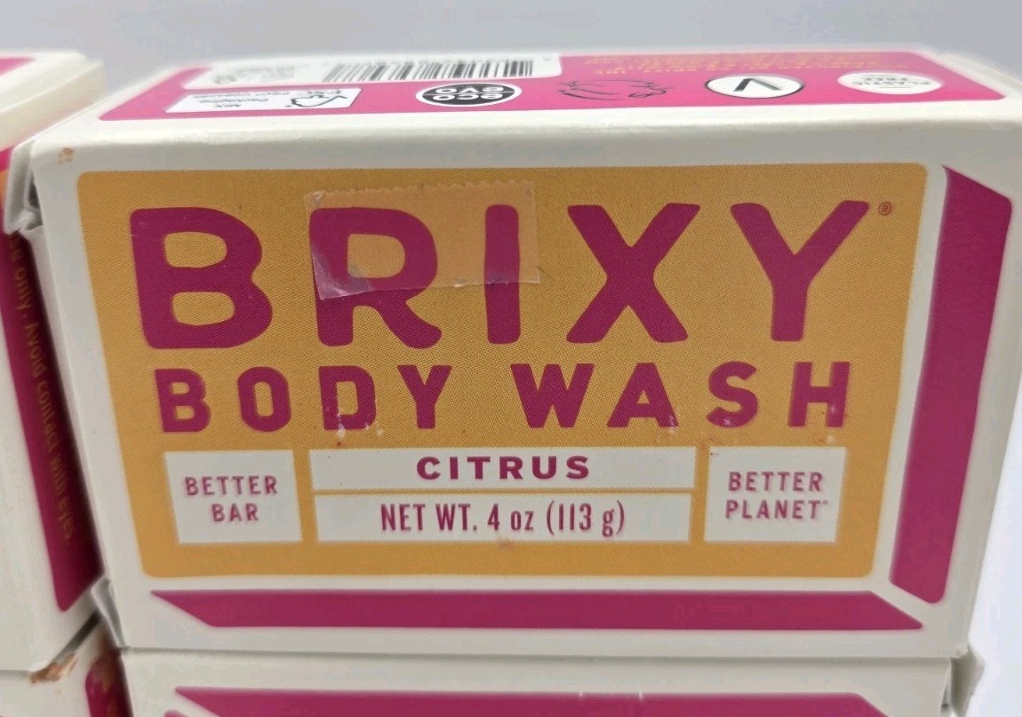Lot of 4 Brixy Citrus Body Wash Bar 4oz Eco Friendly Soap COCONUT Oil Shea