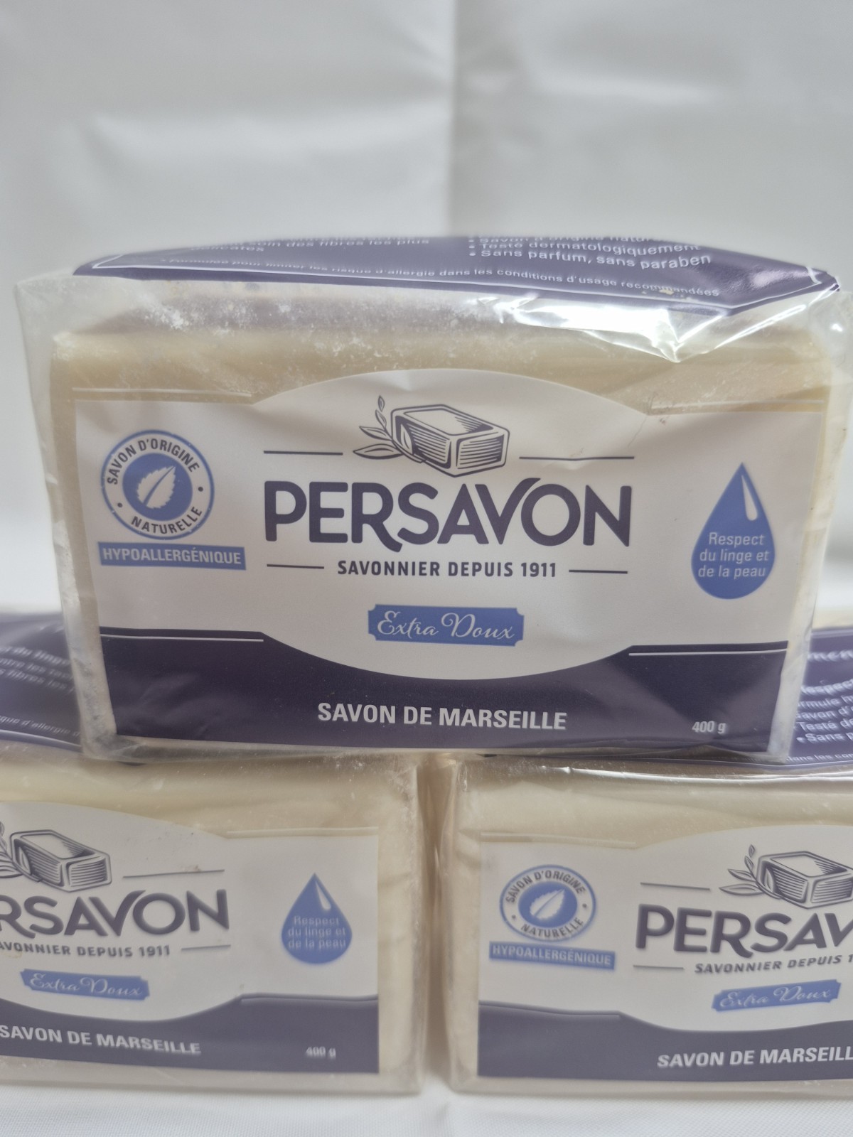 Persavon Savon De Marseille Extra Doux French Soap Bars Hypoallergenic -Lot Of 3
