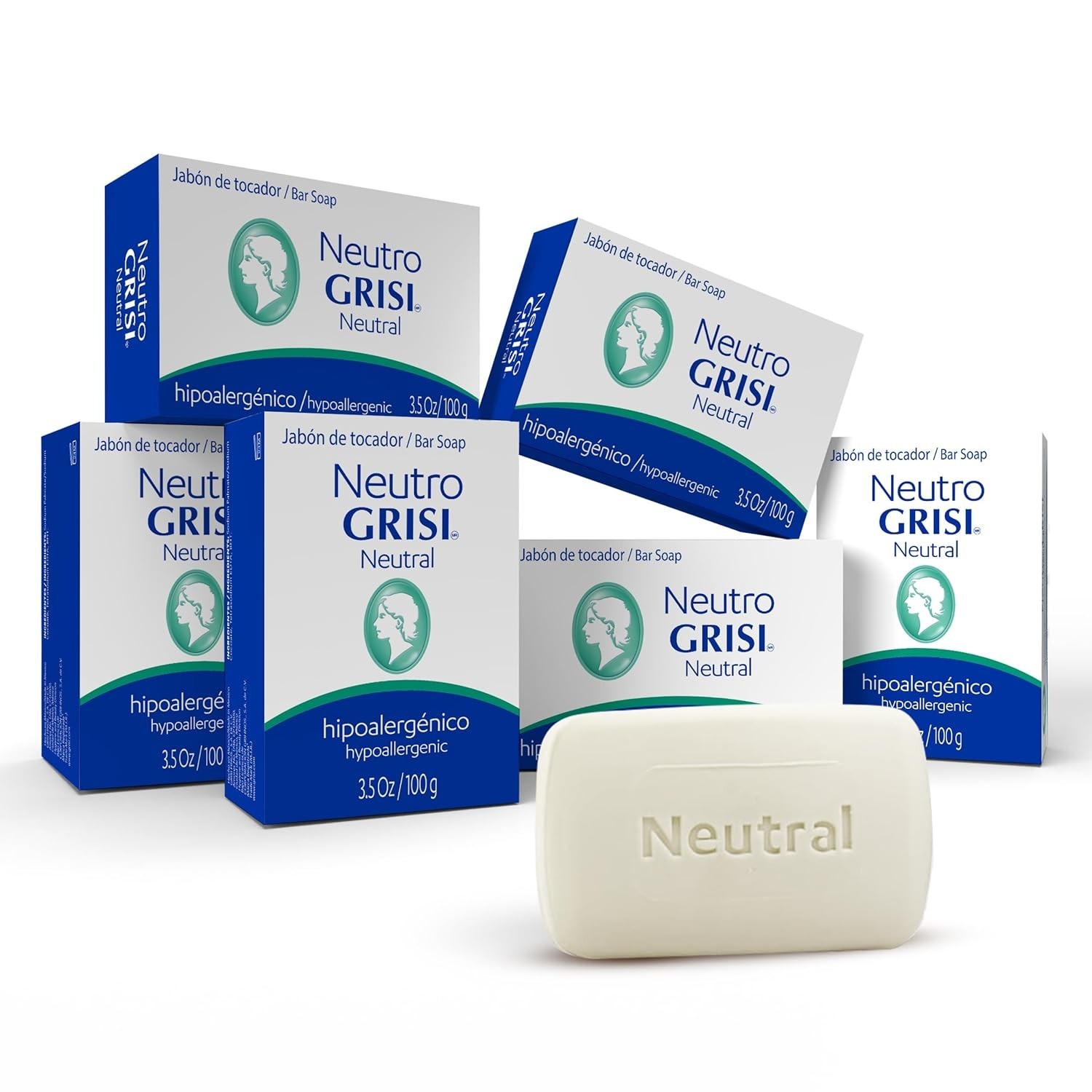 Grisi Neutral Hypoallergenic Bar Soap –Fragrance-Free & Dye-Free for Face & Body