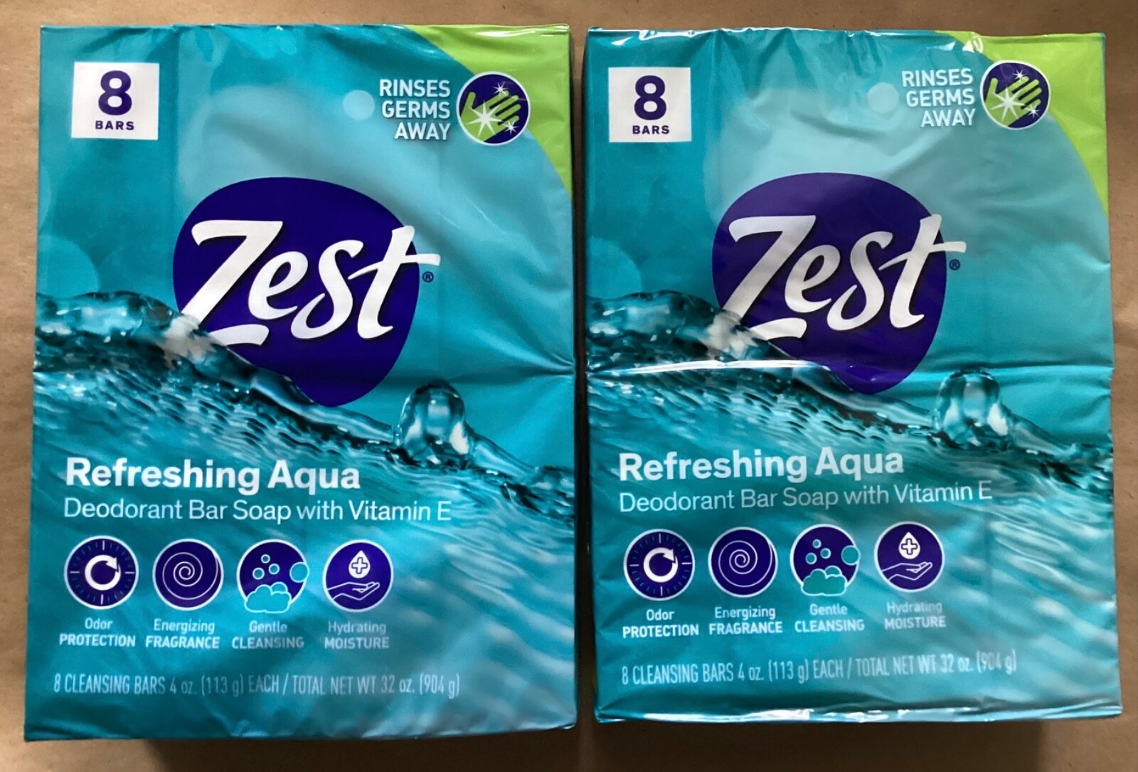 16 Bars Zest Refreshing Aqua Deodorant Soap Cleansing 4oz Ech Hydrating Moisture