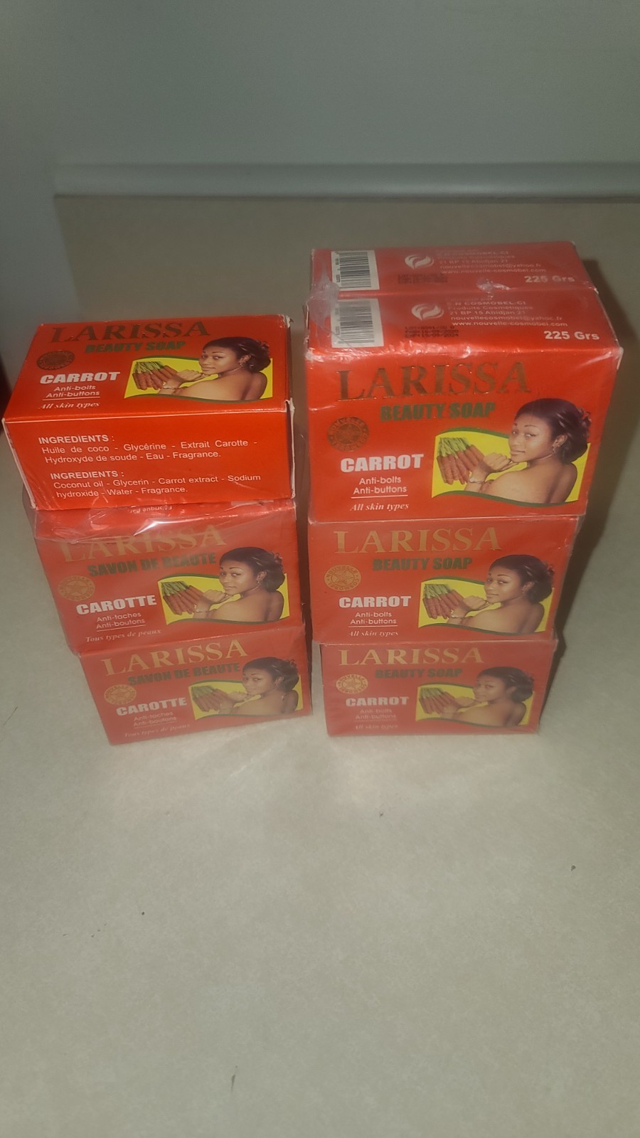 Larissa Lightening Brightening Carrot Beauty Soap All Skin Types Pack of 6