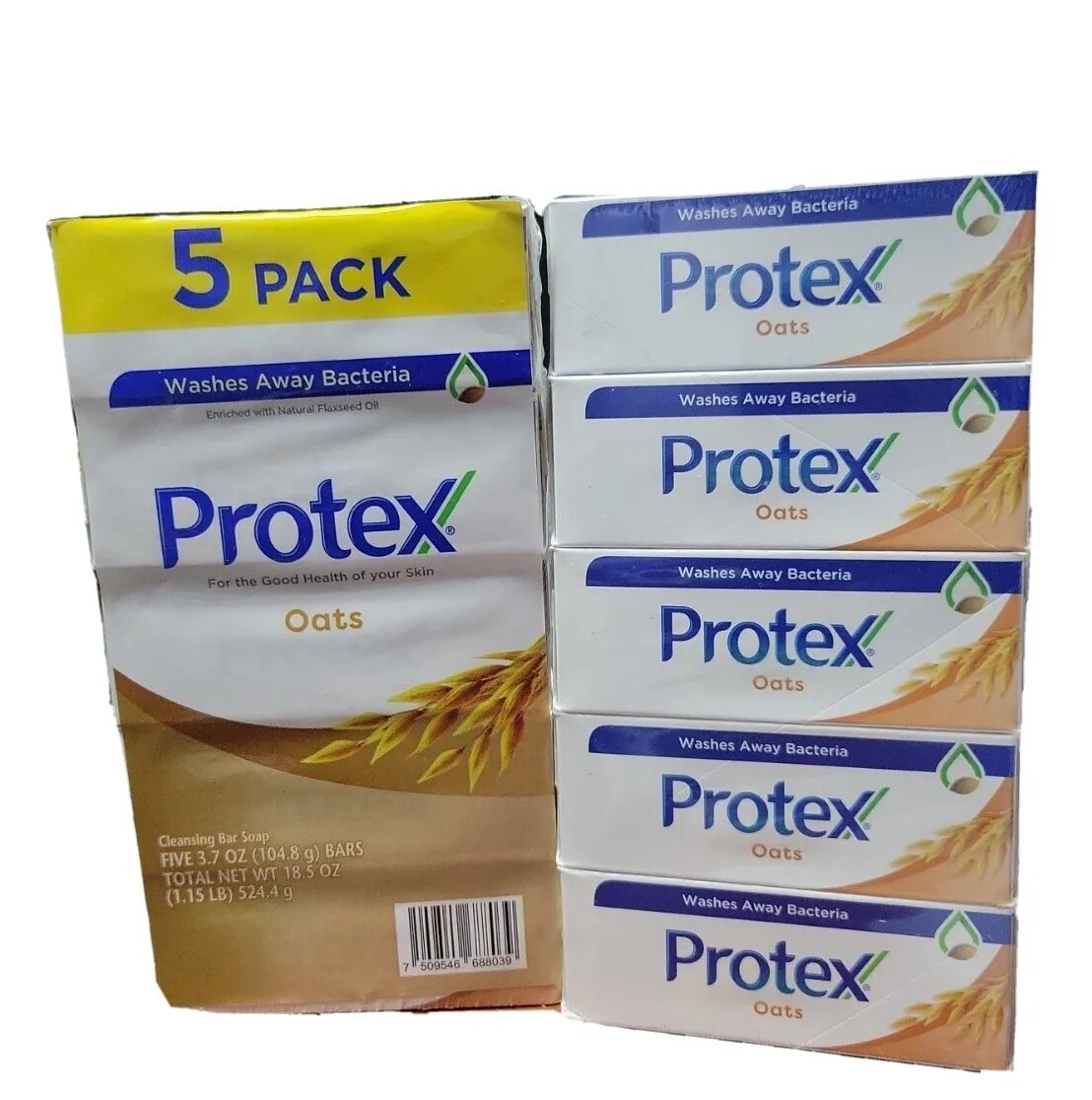 (5 Bars 3.7 oz) PROTEX OATS ANTIBACTERIAL SOAP BAR JABON PROTEX AVENA Family PK