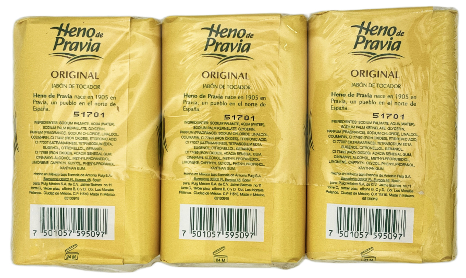 Heno de Pravia Natural Bath Soap 4oz (3 Soaps Total)