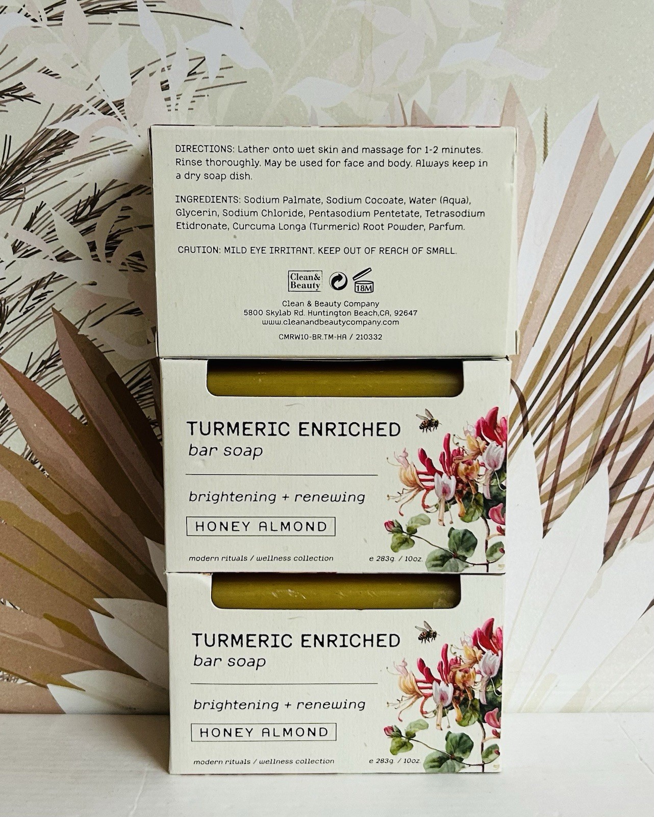 3-Pack Honey Almond Brightening Bar Soap with Turmeric 10 oz Each