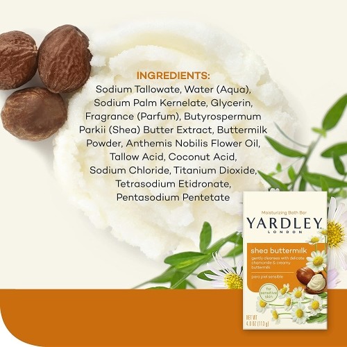 9 Pack Yardley London Soap Bars Sensitive Skin Shea Buttermilk 4 Oz Each