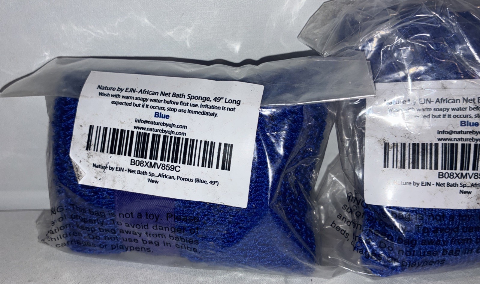 Lot Of 3-African Net Body Sponge To Remove Dead Skin And Exfoliate Bath ( Blue)