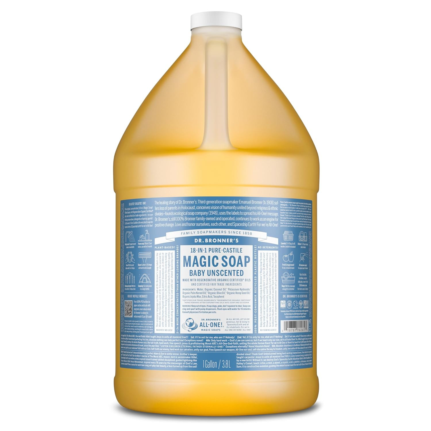 Dr. Bronner’s Baby Unscented Pure-Castile Soap 32 oz – Organic & Multi-Use