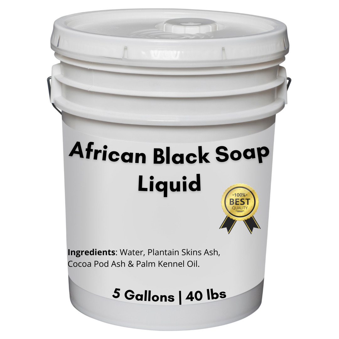 Liquid Raw African Black Soap 5 Gallons 40 lbs 100% Pure Natural Body Face Wash
