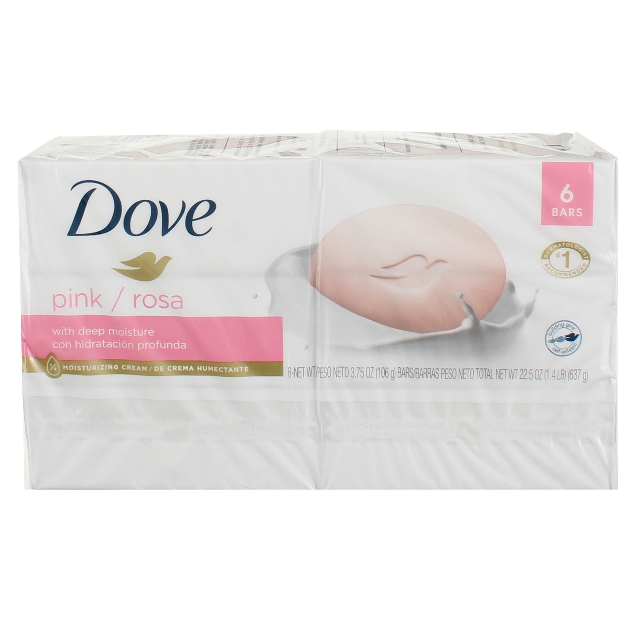 5 Pack Dove Pink Moisturizer Cream Bars, Pink Rosa, 3.75 oz, 6 Ct