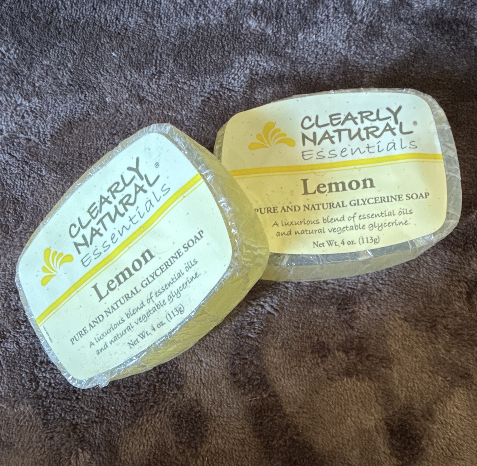 Clearly Natural Essentials Lemon Glycerine Soap 4 oz (2 Bars) Biodegradable