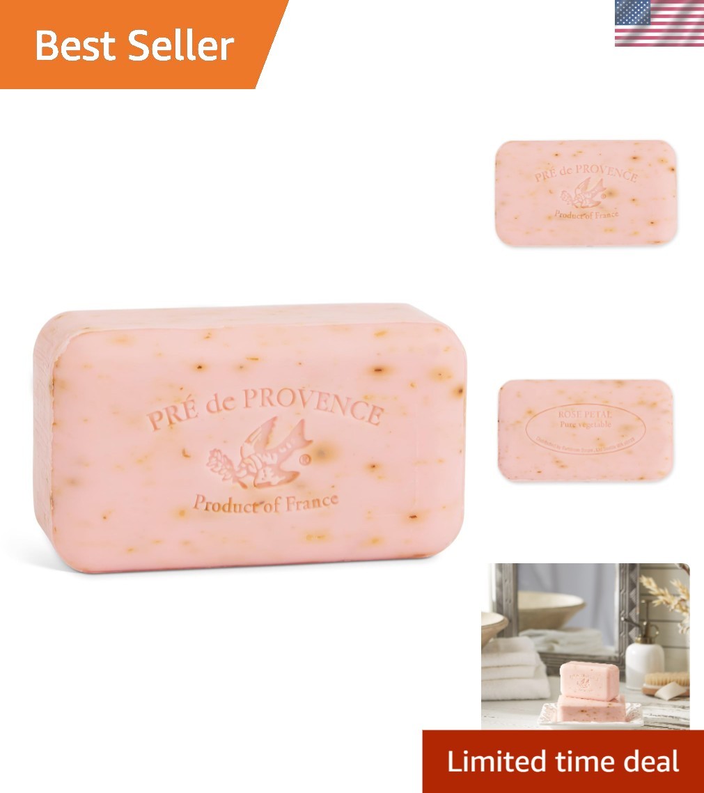 Shea Butter Enriched Artisanal Soap Bar, 5.3 oz – Hydrating Rose Fragrance