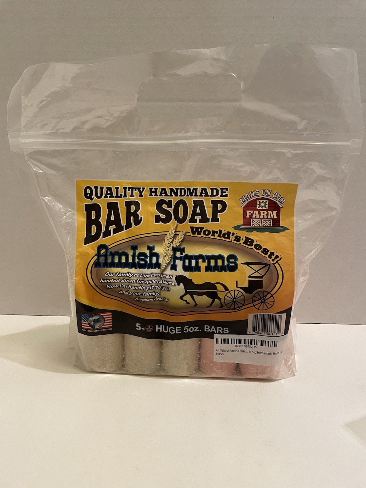 Amish Farms Soap Bar with All Natural Bentonite Clay | Made in USA Vegan. 5 Bars