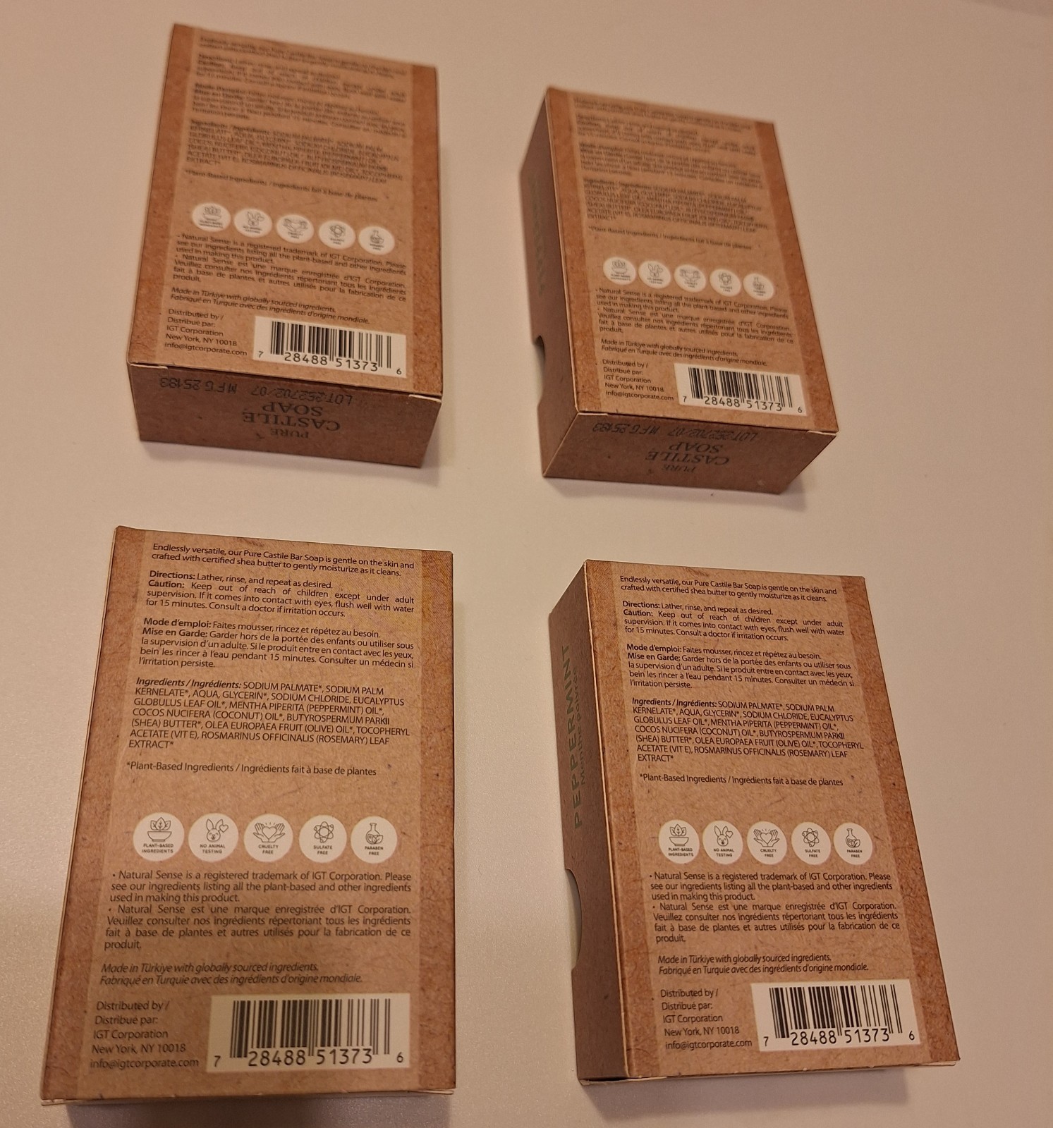 Pure Castillo Soap Peppermint Natural Sense 5 Oz. Each 4 Pack Lot