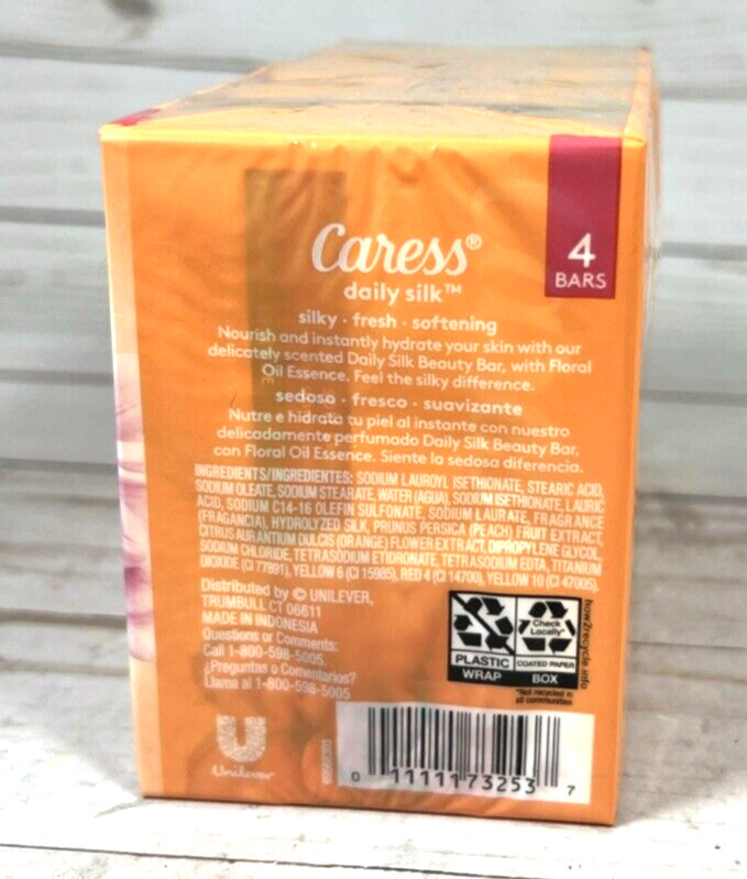 Caress Daily Silk White Peach Orange Blossom Floral Bar Soap 4-Bar (2 Pack)
