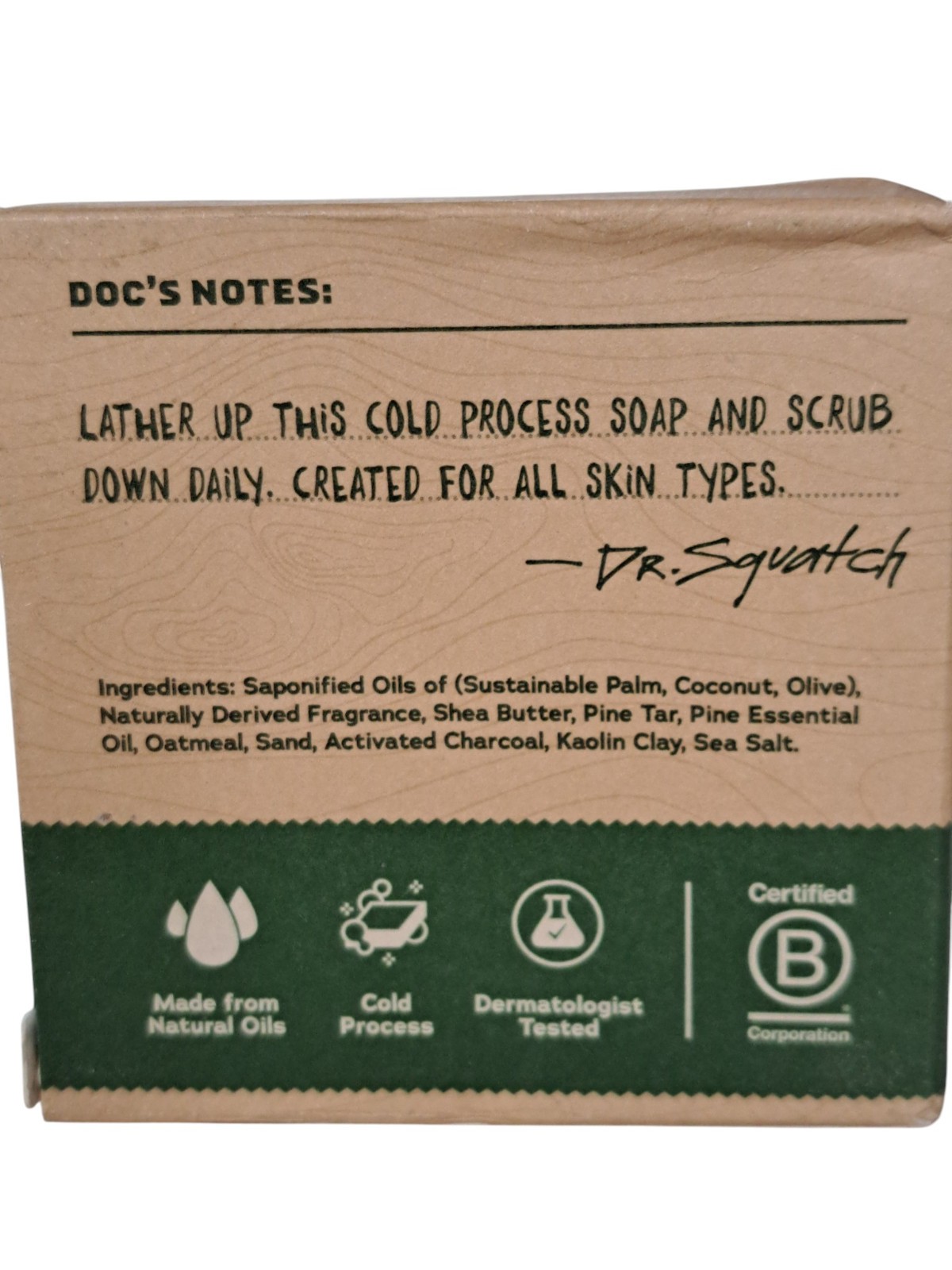 Dr Squatch Men’s Natural Soap Pine Tar 5 oz bar Heavy Grit