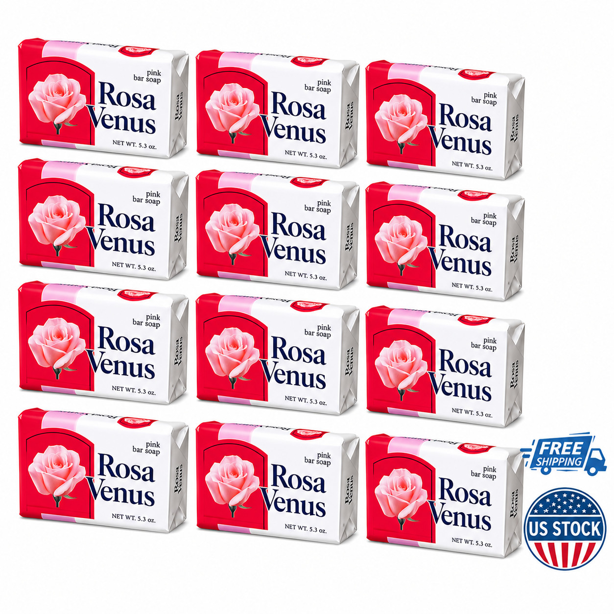 Rosa Venus Pink Bar Soap 5.3 oz 12 Pack Moisturizing Bath Body Soap
