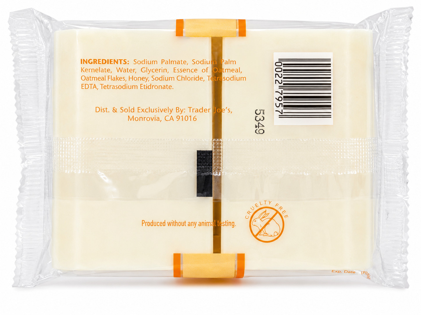 Trader Joe’s Oatmeal & Honey Soap 8 oz 2 Bars Pure Vegetable Soap Sealed NEW